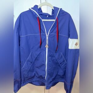Moncler Blue Windbreaker with Red Accents